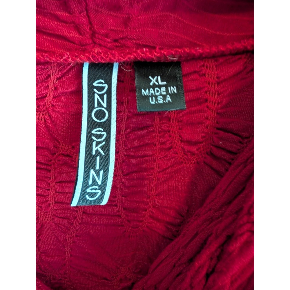Sno Skins Top Cowl Raw Hem Stretch USA Ski Base Layer Artistic Crinkle Textured - Picture 6 of 16